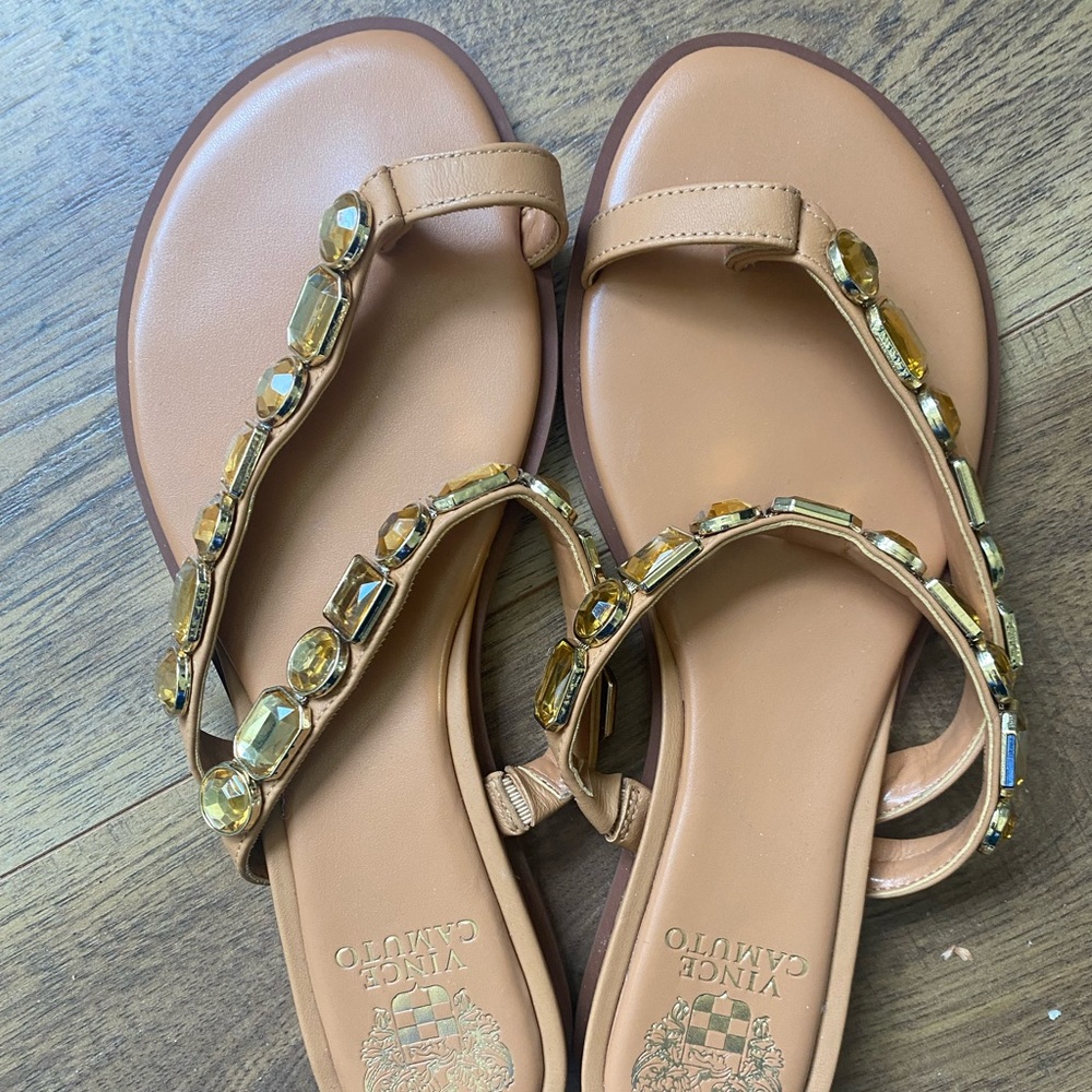 Tan jeweled Vince Camuto Sandals size 9w